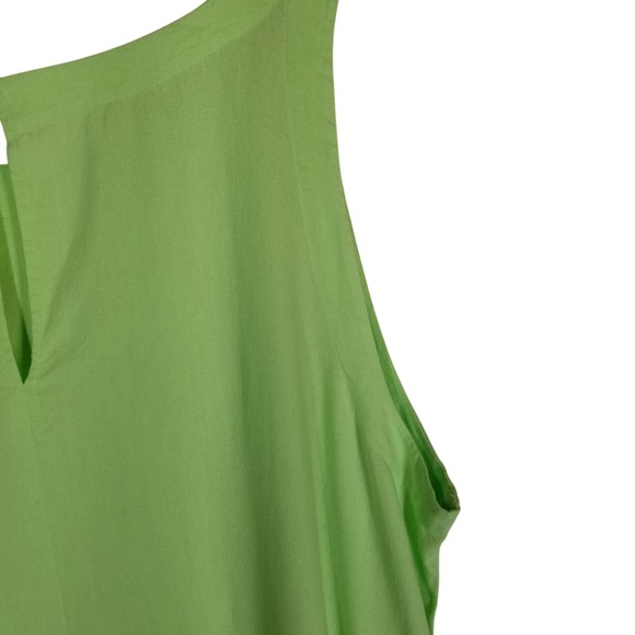 A New Day Womens Plus Size 4X Sleeveless Keyhole Neck Top Lime Green Linen Blend - Picture 6 of 7